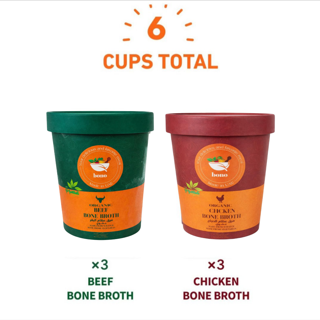 مرق عظام اللحم البقري والدجاج العضوي - 6 عبوات | 350 مل